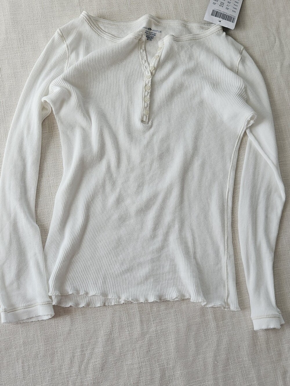 ✨NWT✨ Brandy Melville Ribbed Henley Long Sleeve Top - Off White